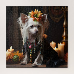 Chinese Crested Dressed like Day of the Dead Jigsaw Puzzle