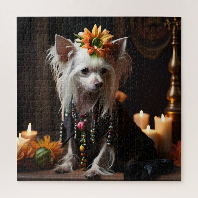 Chinese Crested Dressed like Day of the Dead Jigsaw Puzzle (Vertical)