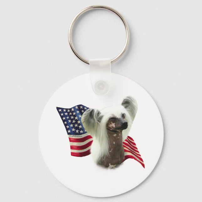 Chinese Crested Flag - Keychain (Front)