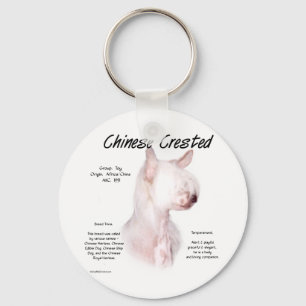 Chinese Crested (hairless) History Design Key Ring