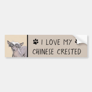 Chinese Crested Hairless Painting Original Dog Art Bumper Sticker