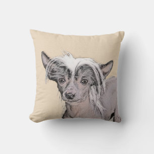 Chinese Crested Hairless Painting Original Dog Art Cushion