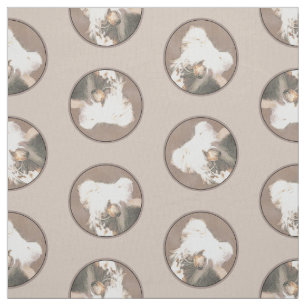 Chinese Crested Hairless Painting Original Dog Art Fabric