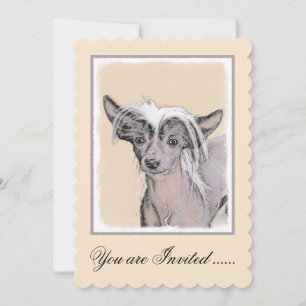 Chinese Crested Hairless Painting Original Dog Art Invitation