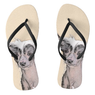Chinese Crested Hairless Painting Original Dog Art Jandals