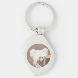Chinese Crested Hairless Painting Original Dog Art Key Ring