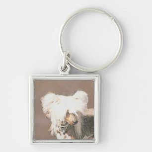 Chinese Crested Hairless Painting Original Dog Art Key Ring