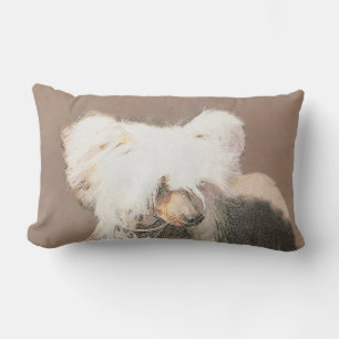 Chinese Crested Hairless Painting Original Dog Art Lumbar Cushion