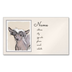 Chinese Crested Hairless Painting Original Dog Art Magnetic Business Card