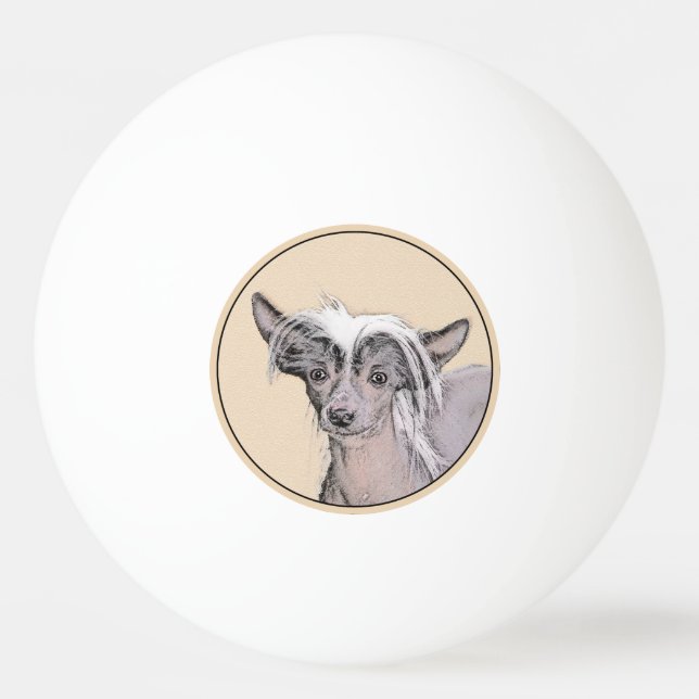 Chinese Crested Hairless Painting Original Dog Art Ping Pong Ball (Front)