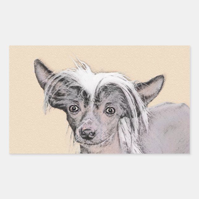 Chinese Crested Hairless Painting Original Dog Art Rectangular Sticker (Front)