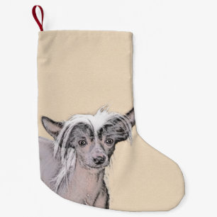 Chinese Crested Hairless Painting Original Dog Art Small Christmas Stocking