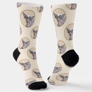 Chinese Crested Hairless Painting Original Dog Art Socks