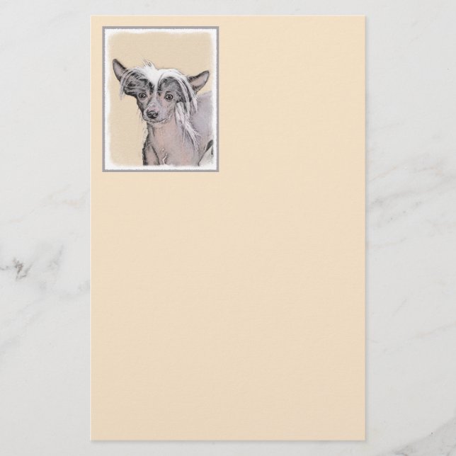 Chinese Crested Hairless Painting Original Dog Art Stationery (Front)