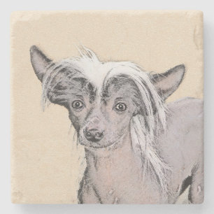 Chinese Crested Hairless Painting Original Dog Art Stone Coaster