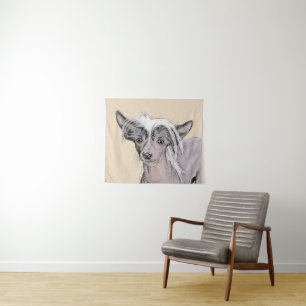 Chinese Crested Hairless Painting Original Dog Art Tapestry