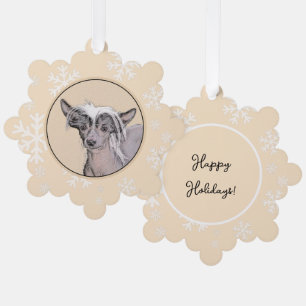 Chinese Crested Hairless Painting Original Dog Art Tree Decoration Card