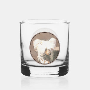 Chinese Crested Hairless Painting Original Dog Art Whiskey Glass