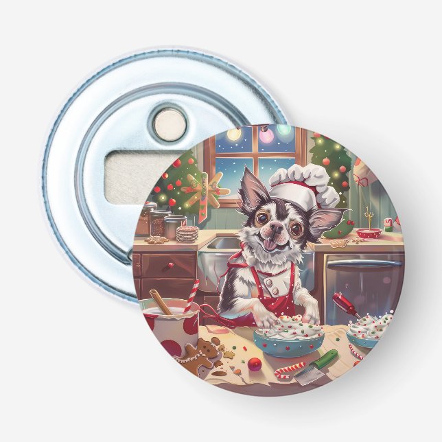 Chinese Crested Holiday Baking: Festive Christmas Bottle Opener (Front)