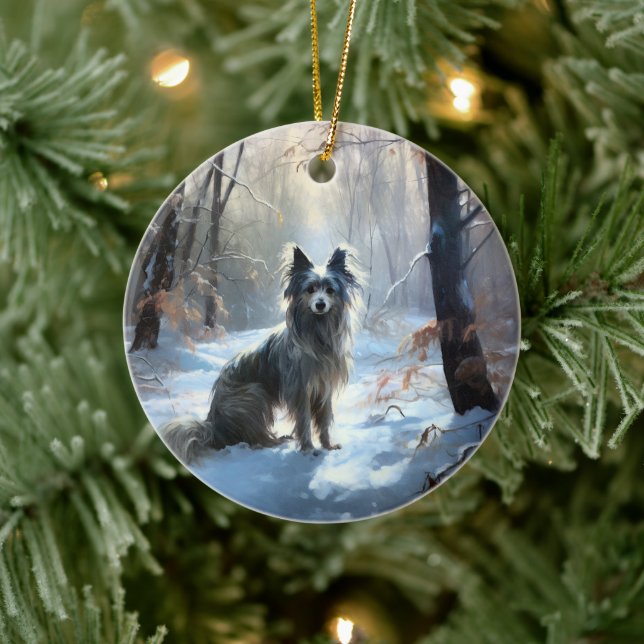 Chinese Crested Let It Snow Christmas Ceramic Tree Decoration (Tree)