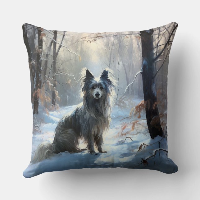 Chinese Crested Let It Snow Christmas Cushion (Back)