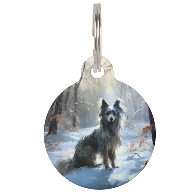 Chinese Crested Let It Snow Christmas Pet Tag (Front)