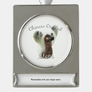 Chinese Crested Mum 2 Silver Plated Banner Ornament