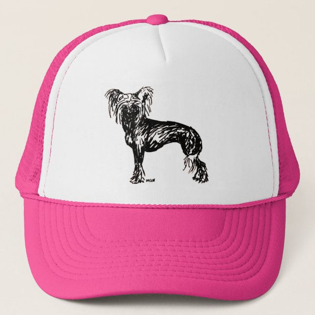 Chinese Crested Original Dog Sketch Trucker Hat (Front)