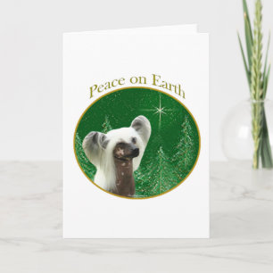 Chinese Crested Peace Holiday Card