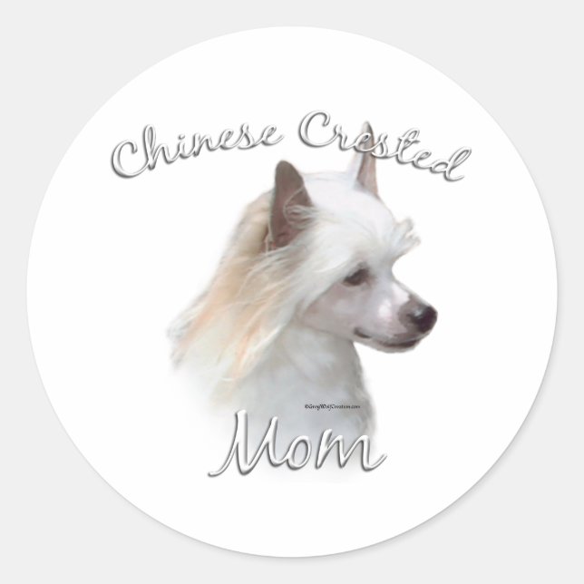 Chinese Crested (powder) Mum 2 Classic Round Sticker (Front)