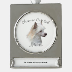 Chinese Crested (powder) Mum 2 Silver Plated Banner Ornament
