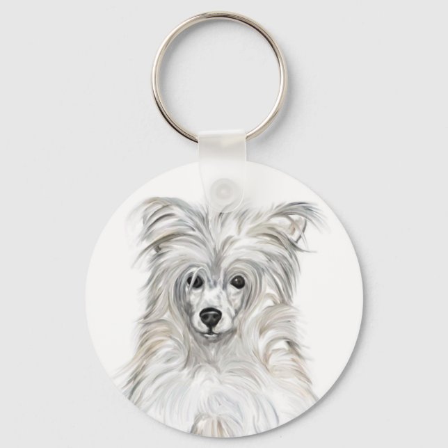 Chinese Crested Powder Puff Key Ring (Front)