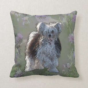 Chinese crested powderpuff dog pillow