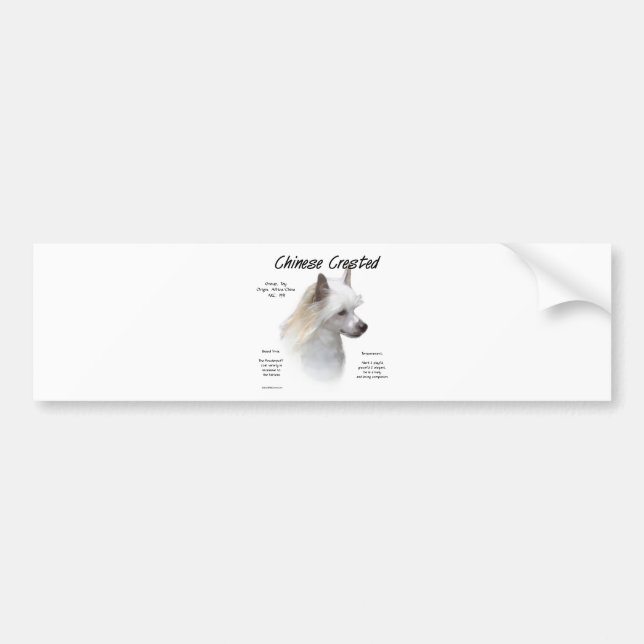 Chinese Crested (powderpuff) History Design Bumper Sticker (Front)