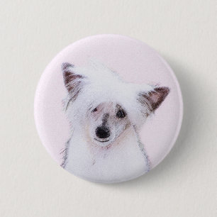 Chinese Crested Powderpuff Painting - Dog Art 6 Cm Round Badge