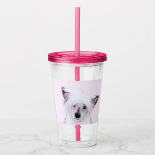 Chinese Crested Powderpuff Painting - Dog Art Acrylic Tumbler