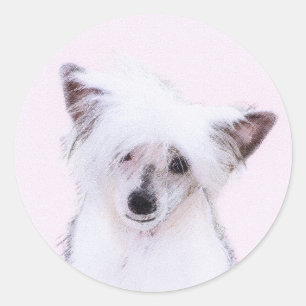 Chinese Crested Powderpuff Painting - Dog Art Classic Round Sticker