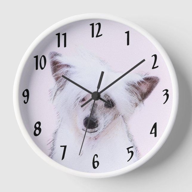 Chinese Crested Powderpuff Painting - Dog Art Clock (Front)