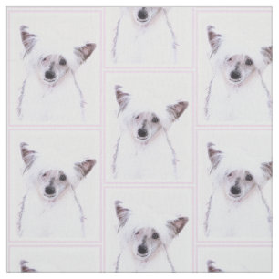 Chinese Crested Powderpuff Painting - Dog Art Fabric
