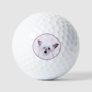 Chinese Crested Powderpuff Painting - Dog Art Golf Balls