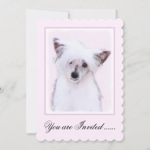 Chinese Crested Powderpuff Painting - Dog Art Invitation