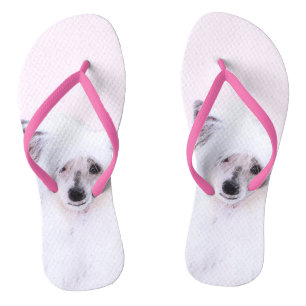 Chinese Crested Powderpuff Painting - Dog Art Jandals