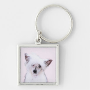 Chinese Crested Powderpuff Painting - Dog Art Key Ring
