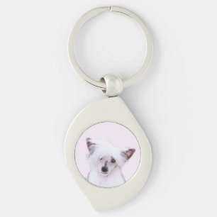 Chinese Crested Powderpuff Painting - Dog Art Key Ring