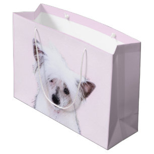 Chinese Crested Powderpuff Painting - Dog Art Large Gift Bag