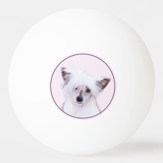 Chinese Crested Powderpuff Painting - Dog Art Ping Pong Ball (Front)