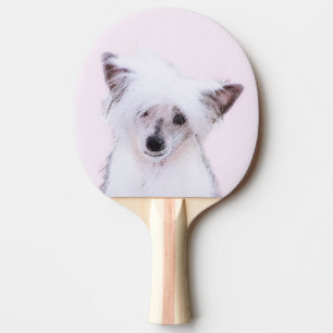 Chinese Crested Powderpuff Painting - Dog Art Ping Pong Paddle