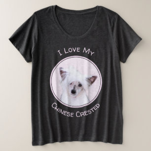 Chinese Crested Powderpuff Painting - Dog Art Plus Size T-Shirt