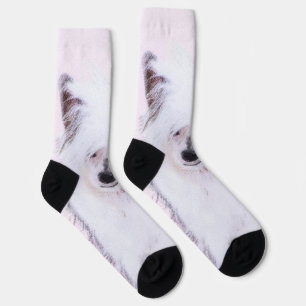 Chinese Crested Powderpuff Painting - Dog Art Socks