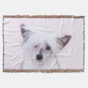 Chinese Crested Powderpuff Painting - Dog Art Throw Blanket